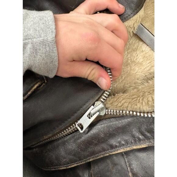 VTG Schott Leather Aviator Flight Bomber Jacket Mens 42 Sherpa Lined Streetwear - Picture 12 of 12